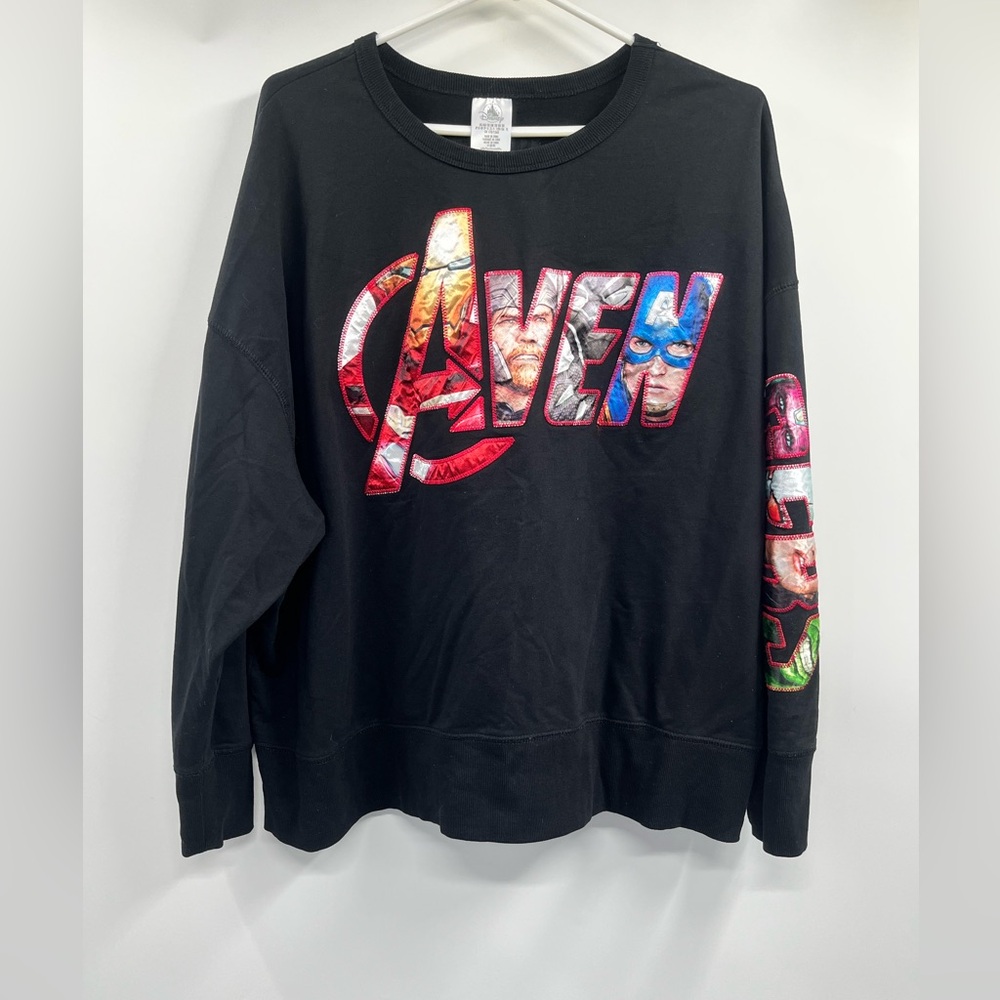 Official Disney Parks Black Avengers Embroidered Marvel Sweatshirt Size 2X